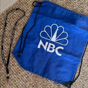 NBC Blue Drawstring Bag & NBC lanyard